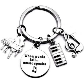 Piano Keychain Piano Teacher Gift Music Keychain Music Teacher Gift Music Note Musical Instrument Piano Keyboard Charm Music Student Gift When Words Fail Music Speaks Key Ring in Kuwait