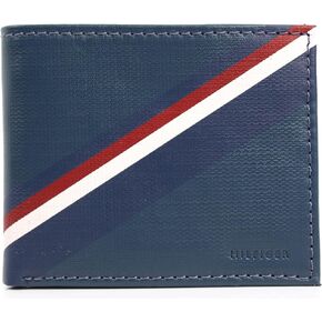 New Tommy Hilfiger Men's Leather Double Billfold Passcase Wallet & Valet (Blue/Grey) in Saudi Arabia