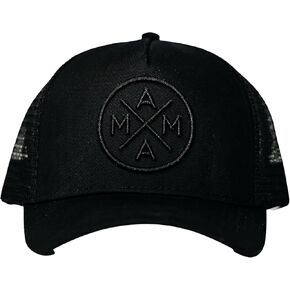 قبعة بيسبول نسائية سوداء مطرزة بشعار Mama X™ من TINY TRUCKER Co. قبعة سائق شاحنة سوداء شبكية خلفية قابلة للتعديل مقاس واحد يناسب الجميع، تعتيم in Kuwait