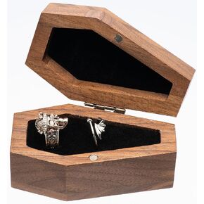 صندوق خواتم على شكل تابوت من خشب الجوز لحفلات الهالوين القوطية، منظم مجوهرات قوطي للديكور in Kuwait