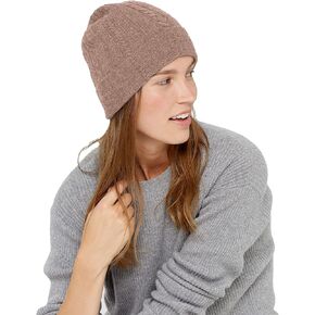 State Cashmere Unisex Cable Knit Cuffed Beanie 100% Pure Cashmere Foldover Hat