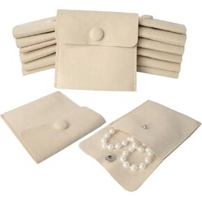 12pcs Microfiber Jewelry Pouch 8x8cm Microfiber Jewelry Bags Microfiber Jewelry Packaging Bag Luxury Small Jewelry Gift Bags Small Jewelry Pouch Snap Button Envelope Style Packaging