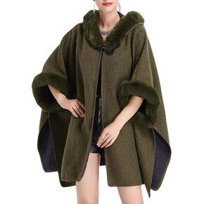 Tngan Women's Cardigan Shawl Cape Cloak Winter Warm Hoodie Cardigan Coat