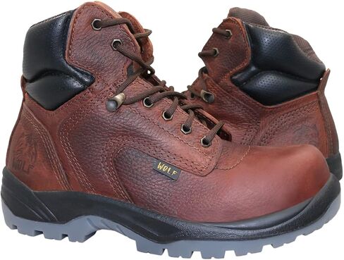 حذاء العمل وولف | جلد البقر المكسيكي الأصلي المقاوم للماء | مقاومة للمواد الكيميائية والنفطية | معزول | نعل مطاطي مانع للانزلاق | بوسكين | طوق مريح مبطن | معدات الحماية الشخصية الصناعية للبناء in Kuwait