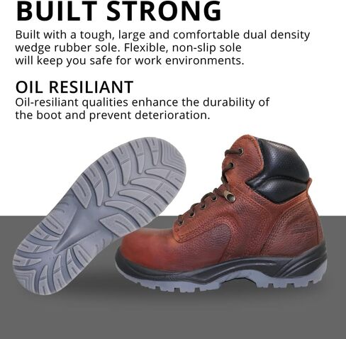 حذاء العمل وولف | جلد البقر المكسيكي الأصلي المقاوم للماء | مقاومة للمواد الكيميائية والنفطية | معزول | نعل مطاطي مانع للانزلاق | بوسكين | طوق مريح مبطن | معدات الحماية الشخصية الصناعية للبناء in Kuwait