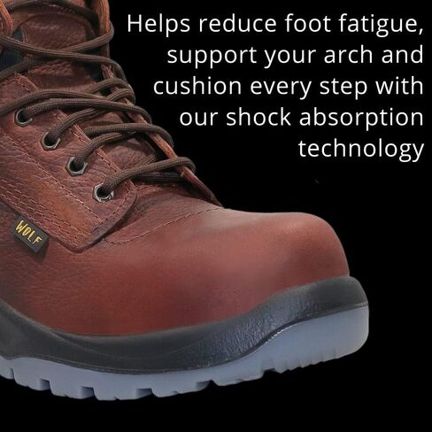 حذاء العمل وولف | جلد البقر المكسيكي الأصلي المقاوم للماء | مقاومة للمواد الكيميائية والنفطية | معزول | نعل مطاطي مانع للانزلاق | بوسكين | طوق مريح مبطن | معدات الحماية الشخصية الصناعية للبناء in Kuwait