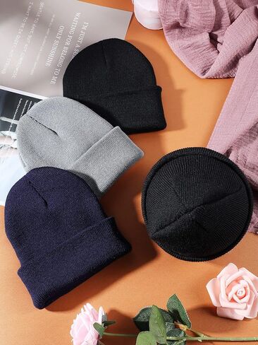Geyoga 6 قطع متعددة الألوان قبعات شتوية دافئة ومريحة محبوكة مكبلة قبعة الجمجمة للبالغين والأطفال in Kuwait