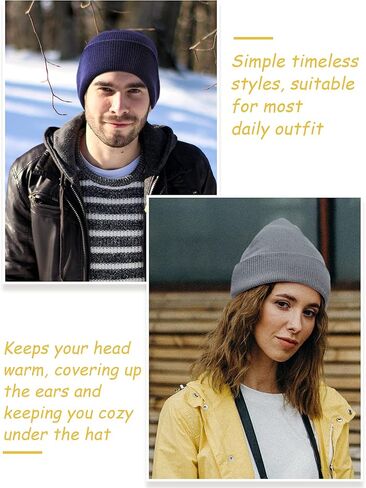 Geyoga 6 قطع متعددة الألوان قبعات شتوية دافئة ومريحة محبوكة مكبلة قبعة الجمجمة للبالغين والأطفال in Kuwait