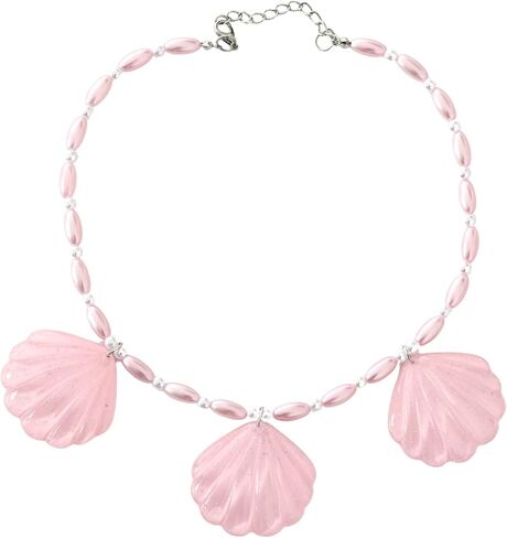 مجموعة قلادة وحلق على شكل صدفة وردية من Deifor مع مجموعة إكسسوارات سوار للنساء أو الفتيات دمية الأميرة التنكرية للهالوين للاستخدام اليومي in Kuwait