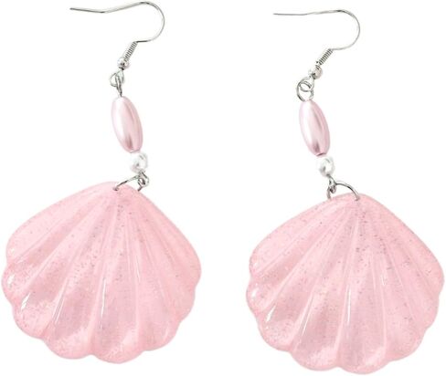 مجموعة قلادة وحلق على شكل صدفة وردية من Deifor مع مجموعة إكسسوارات سوار للنساء أو الفتيات دمية الأميرة التنكرية للهالوين للاستخدام اليومي in Kuwait