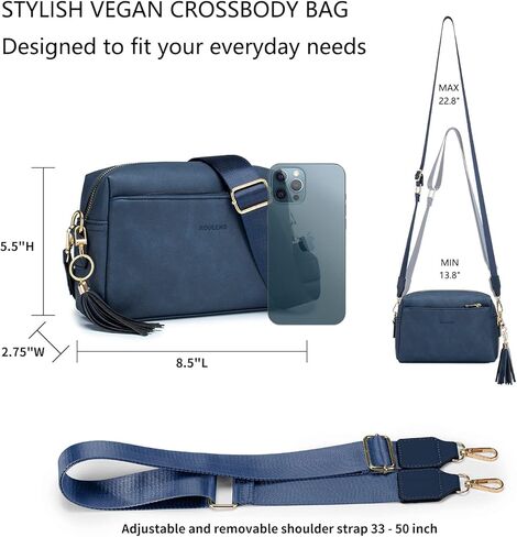 رولينز شنطة كروس صغيرة بسحاب ثلاثي للنساء، حزام عريض للهاتف الخلوي، شنطة كتف مع فتحات لبطاقات الائتمان in Kuwait