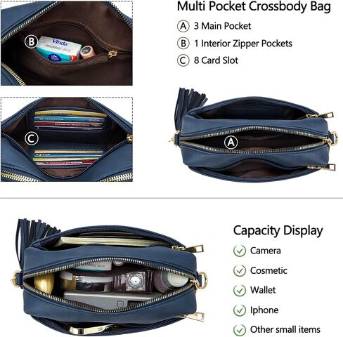 رولينز شنطة كروس صغيرة بسحاب ثلاثي للنساء، حزام عريض للهاتف الخلوي، شنطة كتف مع فتحات لبطاقات الائتمان in Kuwait