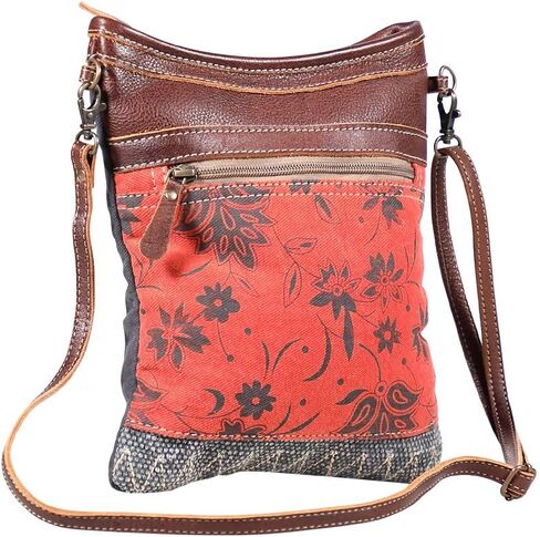 Myra Bags Bloom Canvas, leather & Rug Crossbody Bag S-1908 in Saudi Arabia