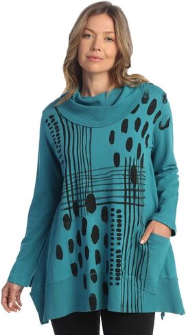 Jess & Jane Abstract Print Mineral Washed Jersey Knit Tunic - M74 in Kuwait