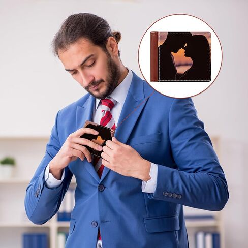 Sanwuta 4 قطع محفظة التسامي جلدية فارغة نقل الحرارة محافظ التسامي حامل بطاقة البنك DIY محافظ مدمجة بنية مع فتحات بطاقة Windows للرجال هدية مكتب السفر لوازم العمل in Kuwait