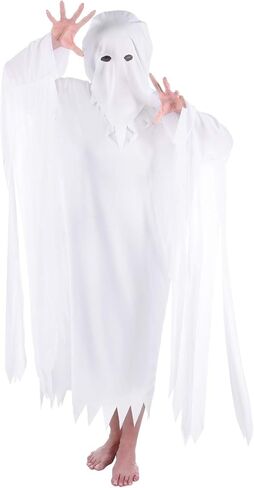 بيسوتولايف زي شبح تنكري للبالغين من الجنسين، زي تنكري للهالوين بتصميم شبح ابيض مع غطاء للرأس، مناسب للحفلات التنكرية للجنسين in Kuwait