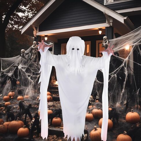 بيسوتولايف زي شبح تنكري للبالغين من الجنسين، زي تنكري للهالوين بتصميم شبح ابيض مع غطاء للرأس، مناسب للحفلات التنكرية للجنسين in Kuwait