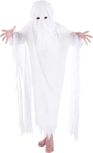بيسوتولايف زي شبح تنكري للبالغين من الجنسين، زي تنكري للهالوين بتصميم شبح ابيض مع غطاء للرأس، مناسب للحفلات التنكرية للجنسين in Kuwait