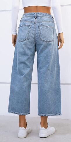 OFLUCK Women High Waisted Wide Leg Baggy Jeans,90s Boyfriend Jeans with Pockets in Kuwait