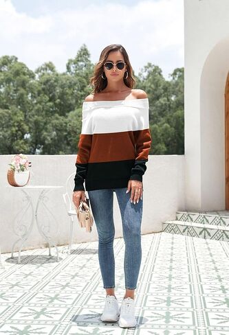 سترات HACOPE النسائية لخريف وشتاء 2023 بدون أكتاف بلوفر كبير الحجم منسوج وسترات علوية in Kuwait