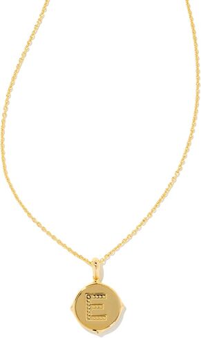 Kendra Scott Letter E 14k Gold-Plated Brass Disc Reversible Pendant Necklace in Iridescent Abalone, Fashion Jewelry for Women in Saudi Arabia