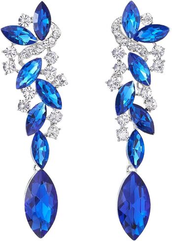 Art Deco Wedding Bridal Party Rhinestone Marquise Cluster Chandelier Long Dangle Statement Earrings in Saudi Arabia
