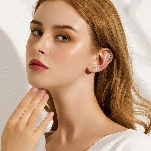 Jstyle 8 Pcs 16G 316L Stainless Steel Cartilage Stud Earring Set for Women Girls Opal CZ Leaf Bar Flat Screw Back Conch Helix Daith Piercing Jewelry in Kuwait