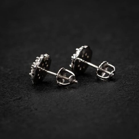 White Gold 925 Sterling Silver Iced Cz Flower Cluster Hip Hop Screw Back Stud Earrings in Saudi Arabia