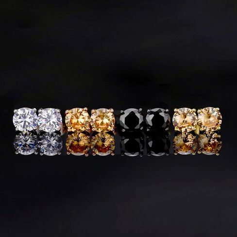 4 ازواج من الاقراط المرصعة من الستانلس ستيل الجراحي للنساء والرجال، اقراط ثقب الاذن 3/4/5/6/7 ملم مرصعة بالزركونيا المكعب، اقراط خالية من النيكل ومضادة للحساسية (4 الوان) in Kuwait