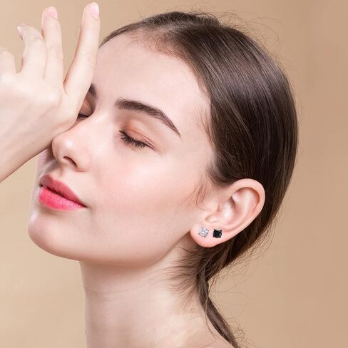 4 ازواج من الاقراط المرصعة من الستانلس ستيل الجراحي للنساء والرجال، اقراط ثقب الاذن 3/4/5/6/7 ملم مرصعة بالزركونيا المكعب، اقراط خالية من النيكل ومضادة للحساسية (4 الوان) in Kuwait