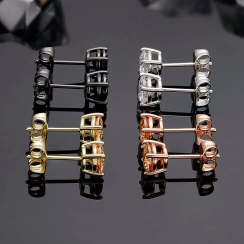 4 ازواج من الاقراط المرصعة من الستانلس ستيل الجراحي للنساء والرجال، اقراط ثقب الاذن 3/4/5/6/7 ملم مرصعة بالزركونيا المكعب، اقراط خالية من النيكل ومضادة للحساسية (4 الوان) in Kuwait