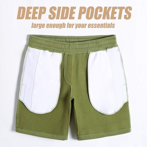 maamgic Men's Fleece Pajama Flat Front Shorts 9" Casual Shorts Athletic Jogger Pocket Sportswear Short in Kuwait