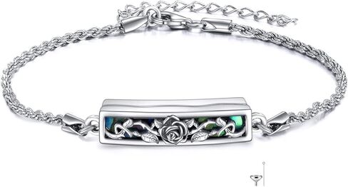 ONEFINITY Urn Bracelet for Ashes 925 Sterling Silver Abalone Shell Hummingbird/Dragonfly/Butterfly/Sunflower Cremation Jewelry for Ashes Keepsake Pendant Locket Bracelet for Women Mom in Kuwait