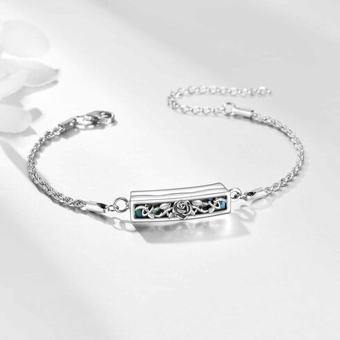 ONEFINITY Urn Bracelet for Ashes 925 Sterling Silver Abalone Shell Hummingbird/Dragonfly/Butterfly/Sunflower Cremation Jewelry for Ashes Keepsake Pendant Locket Bracelet for Women Mom in Kuwait