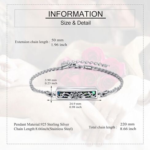 ONEFINITY Urn Bracelet for Ashes 925 Sterling Silver Abalone Shell Hummingbird/Dragonfly/Butterfly/Sunflower Cremation Jewelry for Ashes Keepsake Pendant Locket Bracelet for Women Mom in Kuwait