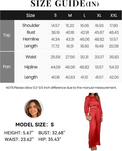 Dowerme المرأة قطعتين ملابس الساتان عادية Crewneck نفخة كم طويل المحاصيل القمم طويلة واسعة الساق بالازو بانت مجموعات 2023 in Kuwait