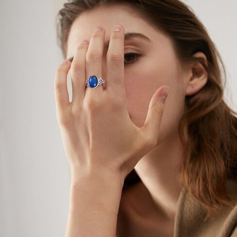 ادراماتا 3 قطع خواتم مزاجية للنساء مطلية بالذهب الابيض عيار 18 قيراط خواتم عقدة سلتيك خواتم سوليتير بيضاوية مصنوعة يدويا قابلة للتعديل التحكم في درجة الحرارة خواتم تغيير اللون المزاج، حجر المزاج in Kuwait