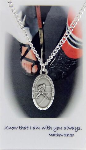 ميدالية الهوكي الثلجية للأولاد من St. Christopher مع بطاقة صلاة in Saudi Arabia