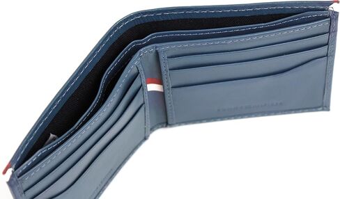 محفظة جديدة للرجال جلدية مزدوجة الطي من تومي هيلفجر, رمادي أزرق, 4.2x3.4, Bo-31tl130012 in Saudi Arabia