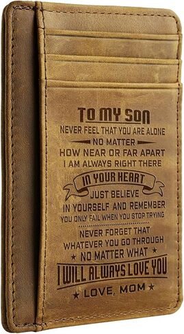 محافظ Ortarco الرجالية البسيطة هدية للابن من الأم، محفظة جيب أمامية رفيعة من جلد البقر RFID in Kuwait