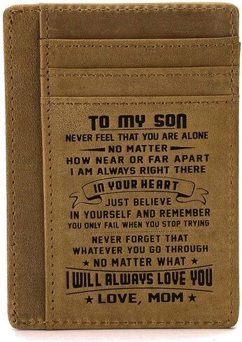 محافظ Ortarco الرجالية البسيطة هدية للابن من الأم، محفظة جيب أمامية رفيعة من جلد البقر RFID in Kuwait