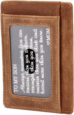 محافظ Ortarco الرجالية البسيطة هدية للابن من الأم، محفظة جيب أمامية رفيعة من جلد البقر RFID in Kuwait