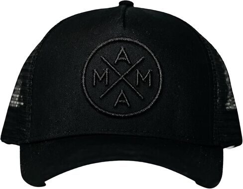 قبعة بيسبول نسائية سوداء مطرزة بشعار Mama X™ من TINY TRUCKER Co. قبعة سائق شاحنة سوداء شبكية خلفية قابلة للتعديل مقاس واحد يناسب الجميع، تعتيم in Kuwait