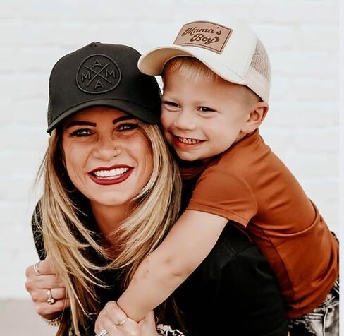 قبعة بيسبول نسائية سوداء مطرزة بشعار Mama X™ من TINY TRUCKER Co. قبعة سائق شاحنة سوداء شبكية خلفية قابلة للتعديل مقاس واحد يناسب الجميع، تعتيم in Kuwait