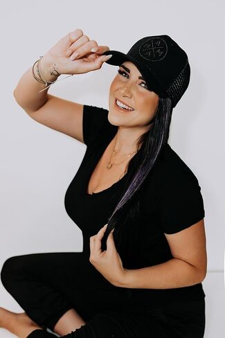 قبعة بيسبول نسائية سوداء مطرزة بشعار Mama X™ من TINY TRUCKER Co. قبعة سائق شاحنة سوداء شبكية خلفية قابلة للتعديل مقاس واحد يناسب الجميع، تعتيم in Kuwait