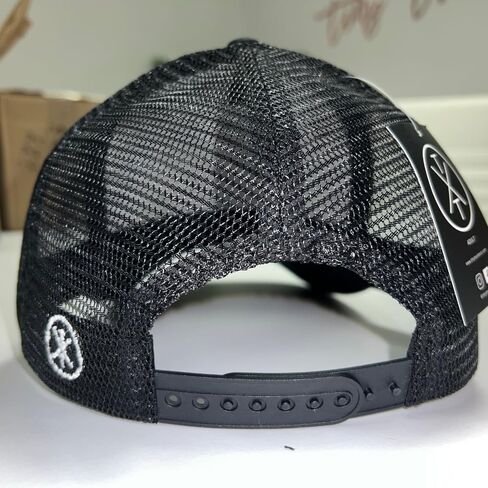 قبعة بيسبول نسائية سوداء مطرزة بشعار Mama X™ من TINY TRUCKER Co. قبعة سائق شاحنة سوداء شبكية خلفية قابلة للتعديل مقاس واحد يناسب الجميع، تعتيم in Kuwait