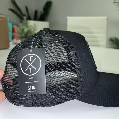 قبعة بيسبول نسائية سوداء مطرزة بشعار Mama X™ من TINY TRUCKER Co. قبعة سائق شاحنة سوداء شبكية خلفية قابلة للتعديل مقاس واحد يناسب الجميع، تعتيم in Kuwait