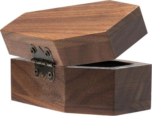 صندوق خواتم على شكل تابوت من خشب الجوز لحفلات الهالوين القوطية، منظم مجوهرات قوطي للديكور in Kuwait
