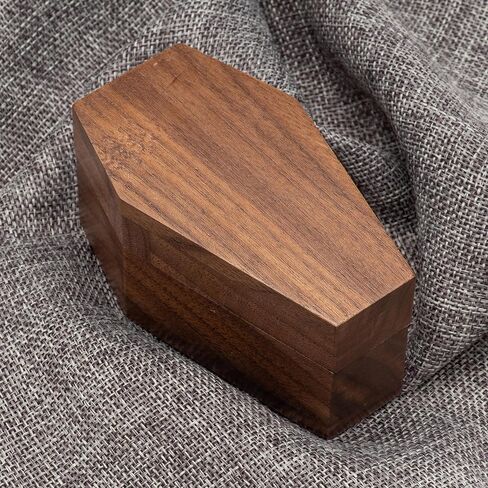 صندوق خواتم على شكل تابوت من خشب الجوز لحفلات الهالوين القوطية، منظم مجوهرات قوطي للديكور in Kuwait