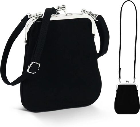 فيامور شنطة كروس صغيرة من القماش للنساء المراهقات من الخيوط، محفظة للهاتف الخلوي، شنطة كتف كروس للسفر للنساء، اسود, أسود in Kuwait